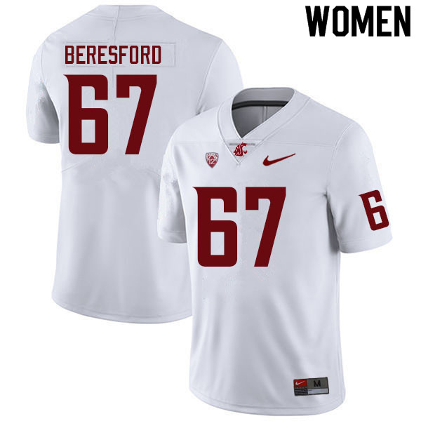 Women #67 Jack Beresford Washington State Cougars College Football Jerseys Sale-White - Click Image to Close